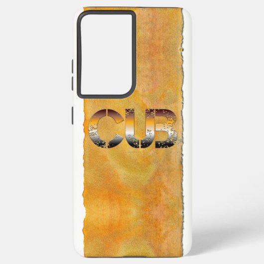 SlipperyJoeの可愛い言葉は金ゴールド茶色の黄褐色の白 Samsung Galaxyケース (裏面)