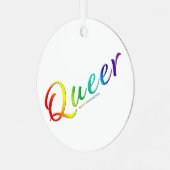 SlipperyJoeの同性愛者プライドの色の単語の誇りを持った記号 メタルオーナメント (正面左)