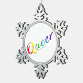 SlipperyJoeの同性愛者プライドカラー単語カラフルvib スノーフレークピューターオーナメント (右)