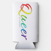 SlipperyJoeの同性愛者プライドカラー単語カラフルvib スリム缶クーラー (裏面)