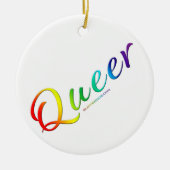 SlipperyJoeの同性愛者プライドカラー単語カラフルvib セラミックオーナメント (正面)