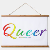SlipperyJoeの同性愛者プライドカラー単語カラフルvib 吊り下げ型タペストリー (正面)