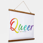 SlipperyJoeの同性愛者プライドカラー単語カラフルvib 吊り下げ型タペストリー (傾斜あり)
