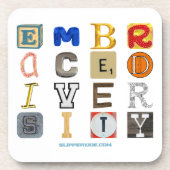 SlipperyJoeの多様性を受け入れる切り抜き文字コ コースター (正面)