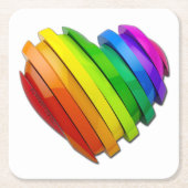 SlipperyJoeの彫刻的な立体ハートb スクエアペーパーコースター (正面)