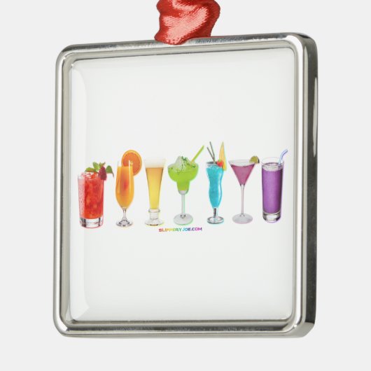 SlipperyJoeの応援はアルコールカクテルプライドを飲む メタルオーナメント (左)