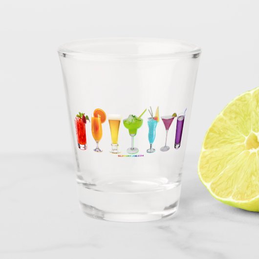 SlipperyJoeの応援アルコールプライドネオンc ショットグラス (正面)