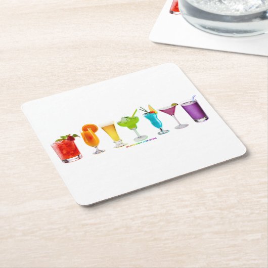 SlipperyJoeの応援カクテルLGBTQIAゲイ スクエアペーパーコースター (アングル)