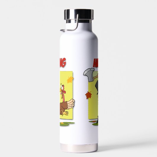 SlipperyJoeの感謝祭おもしろいの葉巡礼者 ウォーターボトル (右面)