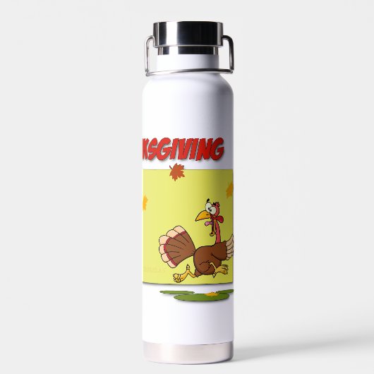 SlipperyJoeの感謝祭おもしろいの葉巡礼者 ウォーターボトル (背面)