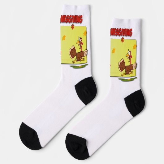 SlipperyJoeの感謝祭おもしろいの葉巡礼者 ソックス (左)