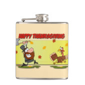 SlipperyJoeの感謝祭おもしろいの葉巡礼者 フラスク (正面)