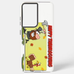 SlipperyJoeの感謝祭おもしろいの葉巡礼者 Samsung Galaxy S21+ケース