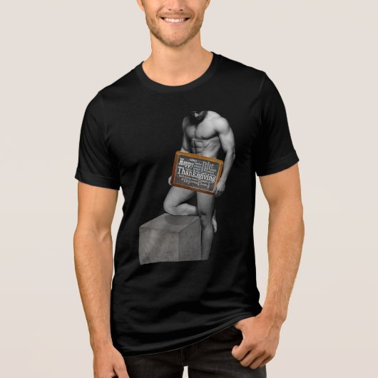SlipperyJoeの感謝祭の伝統 筋肉質の男性 トライブレンドTシャツ (正面)