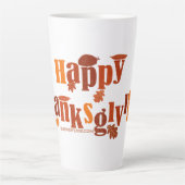 SlipperyJoeの感謝祭葉の茶色のオレンジパイ カフェラテマグ (正面)