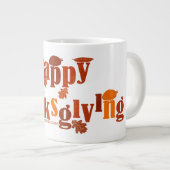 SlipperyJoeの感謝祭葉の茶色のオレンジパイ ジャンボコーヒーマグカップ (正面右)