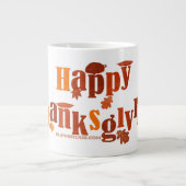 SlipperyJoeの感謝祭葉の茶色のオレンジパイ ジャンボコーヒーマグカップ (正面)