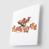 SlipperyJoeの感謝祭葉の茶色のオレンジパイ スクエア壁時計 (傾斜)