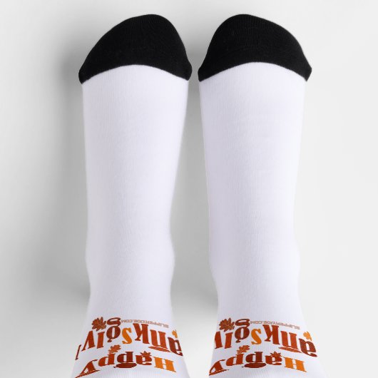 SlipperyJoeの感謝祭葉の茶色のオレンジパイ ソックス (上部)