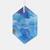 SlipperyJoeの抽象芸術クラウドアートワークのカラフル ガラスオーナメント (正面左)