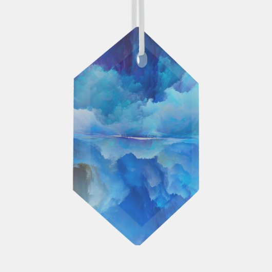 SlipperyJoeの抽象芸術クラウドアートワークのカラフル ガラスオーナメント (正面右)