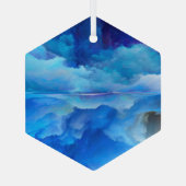 SlipperyJoeの抽象芸術クラウドアートワークのカラフル ガラスオーナメント (裏面)