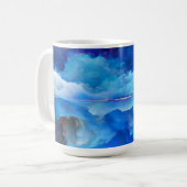 SlipperyJoeの抽象芸術クラウドアートワークのカラフル コーヒーマグカップ (正面左)