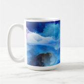 SlipperyJoeの抽象芸術クラウドアートワークのカラフル コーヒーマグカップ (左)
