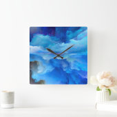 SlipperyJoeの抽象芸術クラウドアートワークのカラフル スクエア壁時計 (ホーム)