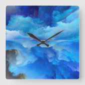 SlipperyJoeの抽象芸術クラウドアートワークのカラフル スクエア壁時計 (正面)