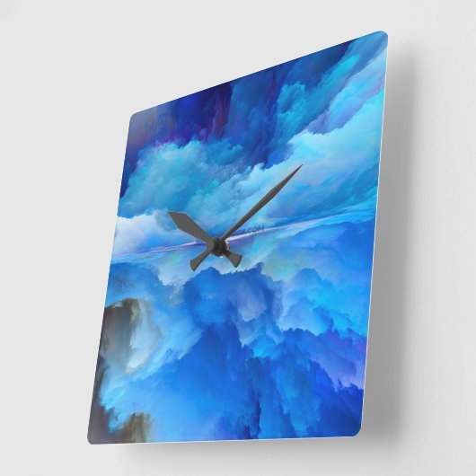 SlipperyJoeの抽象芸術クラウドアートワークのカラフル スクエア壁時計 (傾斜)