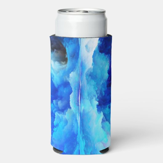 SlipperyJoeの抽象芸術クラウドアートワークのカラフル スリム缶クーラー (Seltzer裏面)