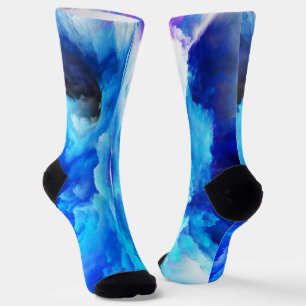 SlipperyJoeの抽象芸術クラウドアートワークのカラフル ソックス