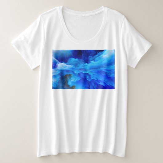 SlipperyJoeの抽象芸術クラウドアートワークのカラフル プラスサイズTシャツ (デザイン正面)