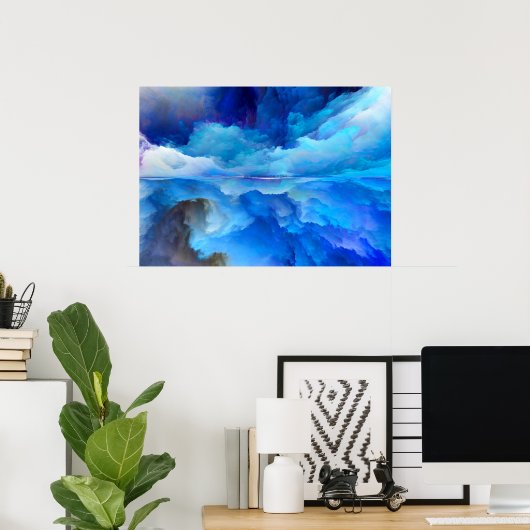 SlipperyJoeの抽象芸術クラウドアートワークのカラフル ポスター (ホームオフィス)