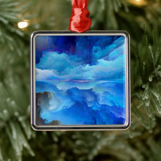 SlipperyJoeの抽象芸術クラウドアートワークのカラフル メタルオーナメント (ツリー)