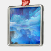 SlipperyJoeの抽象芸術クラウドアートワークのカラフル メタルオーナメント (左)