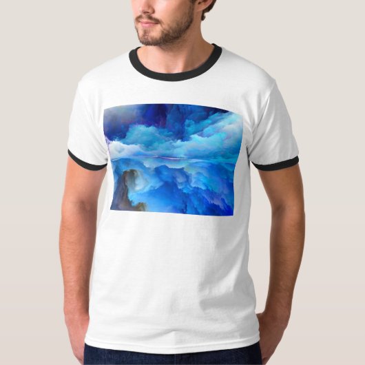 SlipperyJoeの抽象芸術クラウドアートワークのカラフル Tシャツ (正面)