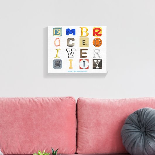 SlipperyJoeの採用する多様性のカットアウト文字c キャンバスプリント (インサイチュ (リビング))