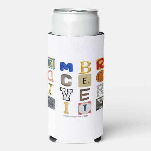 SlipperyJoeの採用する多様性のカットアウト文字c スリム缶クーラー (Seltzer正面)