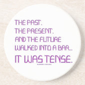 SlipperyJoeの時制の単語過去未来紫おもしろい コースター (正面)