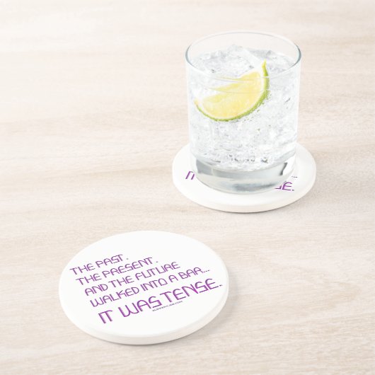 SlipperyJoeの時制の単語過去未来紫おもしろい コースター (側面)