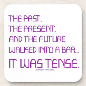 SlipperyJoeの時制の単語過去未来紫おもしろい コースター (正面)