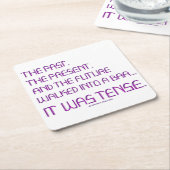 SlipperyJoeの時制の単語過去未来紫おもしろい スクエアペーパーコースター (アングル)