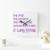 SlipperyJoeの時制の単語過去未来紫おもしろい スクエア壁時計 (ホーム)