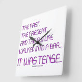 SlipperyJoeの時制の単語過去未来紫おもしろい スクエア壁時計 (傾斜)