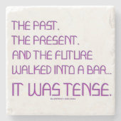 SlipperyJoeの時制の単語過去未来紫おもしろい ストーンコースター (正面)