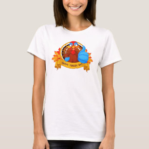 SlipperyJoeの楽しいカートゥーン風サンクスギビングデザイン Tシャツ