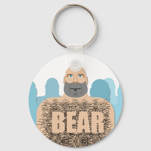 SlipperyJoeの毛むくじゃらの体クマ体男unshaven ca キーホルダー (正面)
