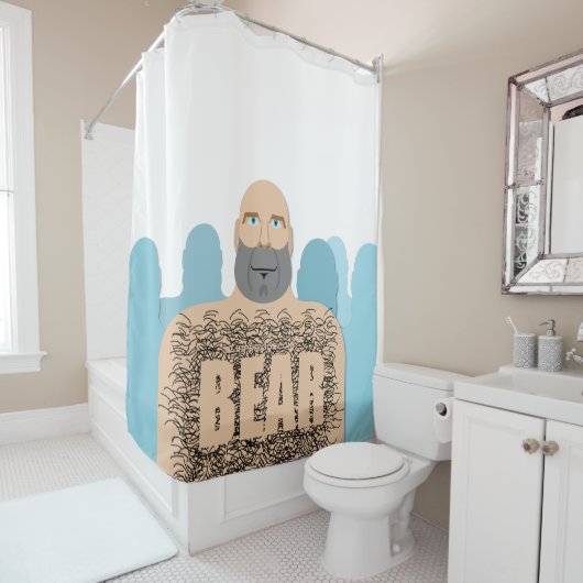 SlipperyJoeの毛むくじゃらの体クマ体男unshaven ca シャワーカーテン (インサイチュ)